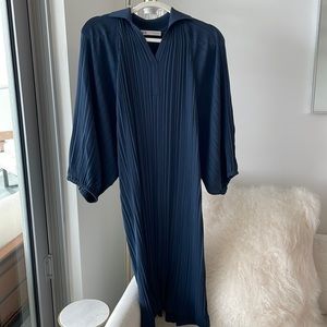 Zara Pleated Navy Dress